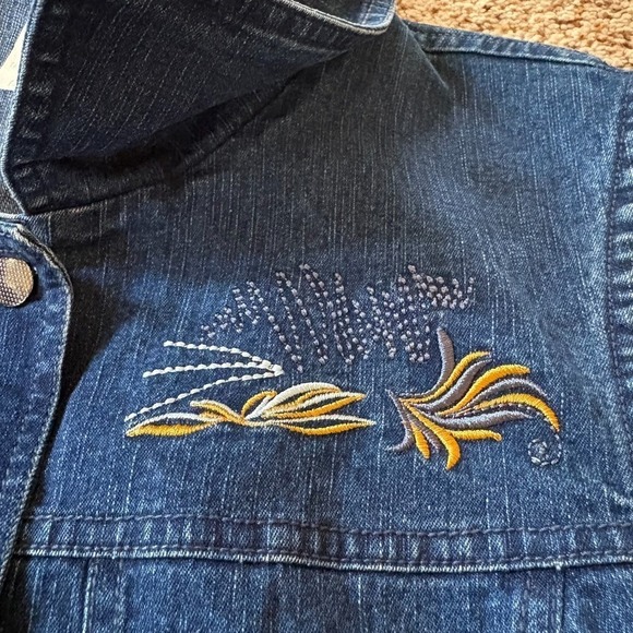 Crystal Fashions Women's Blue Denim Vest Size 14 Jean Embroidered Vtg Y2K Retro - Picture 4 of 14
